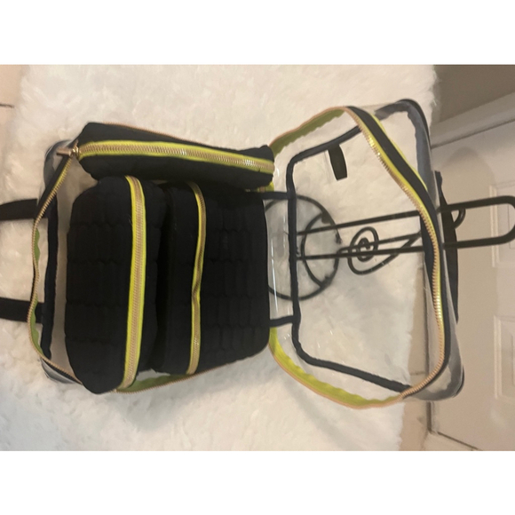 Aimee Kestenberg Ivy 4Pc Set Black quilted Python Travel makeup Case Gold zipper - Picture 4 of 9